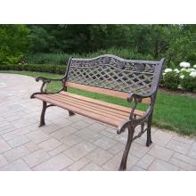Oakland Living Tea Rose Cast Iron Wooden Bench - Antique Bronze