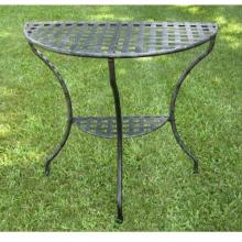 International Caravan Iron Two Tier Half Moon Table - Antique Black - 3470-EP