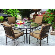 Darlee Malibu Glass Top Aluminum Outdoor Patio Dining Set With Cushions - 48 Inch Round - Antique Bronze