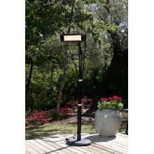 Fire Sense Patio Heaters 1500 Watt Black Powder Coated Steel Glass Front Electric Infrared Patio Heater With Telescoping Offset Pole And PVC Cover