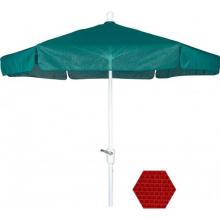 FiberBuilt Outdoor Umbrellas 7.5Ft Hexagon Red Vinyl Umbrella With White Aluminum Frame