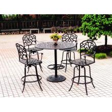 Darlee Catalina Pedestal Cast Aluminum Outdoor Patio Bar Set With Cushions - 42 Inch Round - Antique Bronze