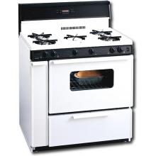 Premier 36 Inch Gas Range With Electronic Ignition And 5 Burners, 10 Inch Backguard, White - SLK249W