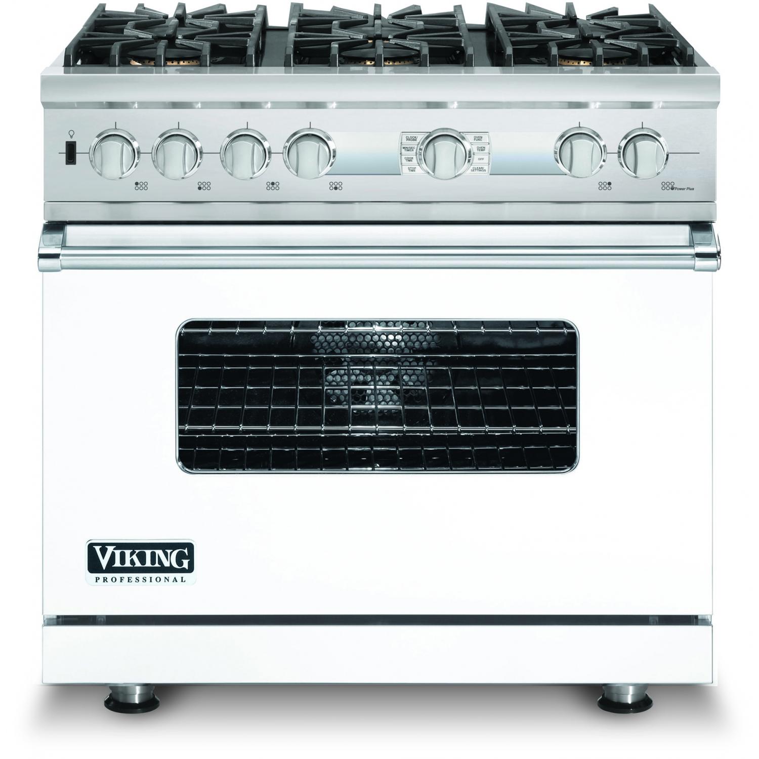 Viking VDSC536T-6BLP 36-Inch Professional Series Dual Fuel Electronic Control Propane Gas Range With 6 Burners - White
