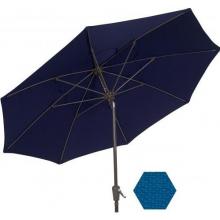 FiberBuilt Outdoor Umbrellas 9 Ft Octagon Pacific Blue Olefin Umbrella With Champagne Bronze Aluminum Frame & Push Button Tilt