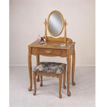 Powell Furniture - Nostalgic Oak Vanity, Mirror & Bench (G) - C53