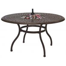 Darlee Series 60 Cast Aluminum Outdoor Patio Dining Table With Ice Bucket Insert - 52 Inch Round - Mocha