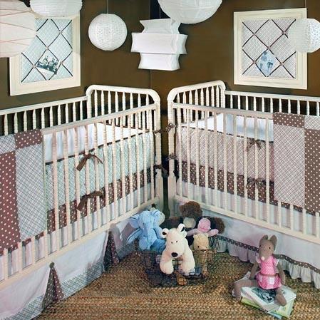 New Arrivals 3-Piece Crib Bedding Set - Blue Harlequin Baby