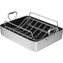 Chefs Design Traditional Series Aluminum French Roaster With Stainless Steel Roasting Rack - 16.5 Inch