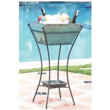 Alfresco Home Quadra Outdoor Beverage Cooler With Shelf And Stand - Antique Topazul