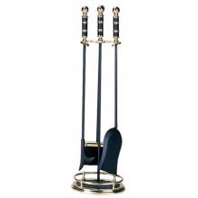 UniFlame 4 Piece Solid Black And Brass Textured Fireset