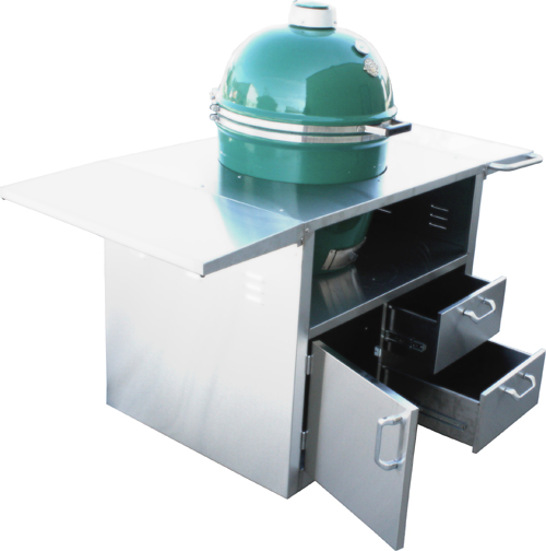 Green Grill Dome on Stainless Cart - Open