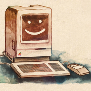 CacheMoney - Dribbble - Mac Classic Watercolor by Kevin Burg