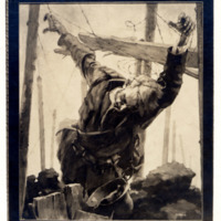 Graphic  of WWI soldier dead in barbed wire