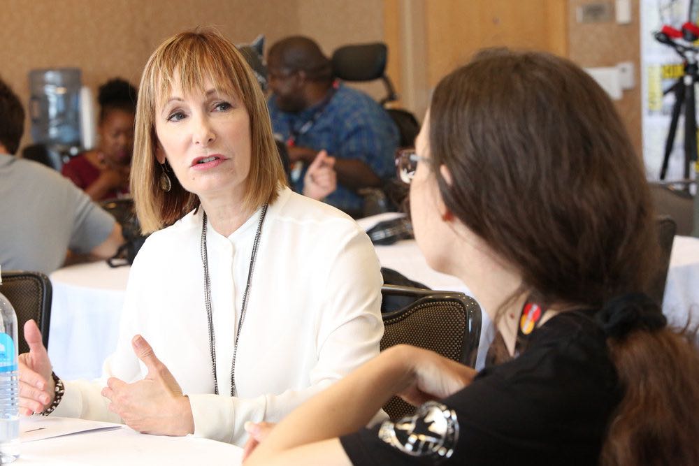 COMIC-CON INTERNATIONAL: SAN DIEGO -- "Falling Water Press Room" -- Pictured: Executive Producer Gale Anne Hurd -- (Photo by: Evans Vestal Ward/USA Network)