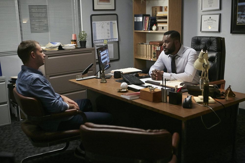 SUITS -- "Trust" Episode 605 -- Pictured: (l-r) Patrick J. Adams as Michael Ross, Malcolm-Jamal Warner as Julius Rowe -- (Photo by: Ian Watson/USA Network)