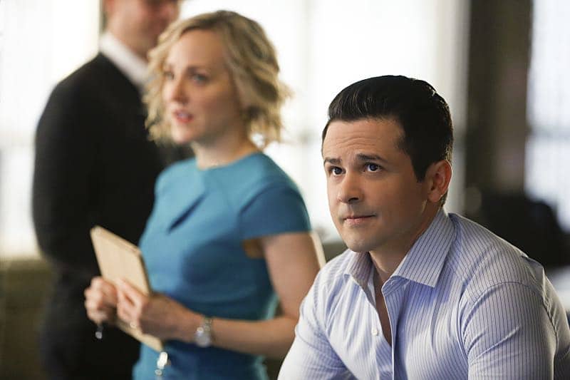 "Just Tell the Truth"--Bull turns down a major pay day for his company in order to assist a cook accused of murdering his socialite fiancé when he realizes the man's confession to the crime was coerced by the police. Also when Marissa, Cable and Danny find out Chunk is going on a date with a man he doesn't know well, they try to convince him to use their collective skills to investigate him beforehand, on BULL, Tuesday, Oct. 25 (9:00-10:00 PM, ET/PT) on the CBS Television Network. Pictured L-R: Geneva Carr as Marissa Morgan and Freddy Rodriguez as Benny Colón Photo: Craig Blankenhorn/CBS é2016CBS Broadcasting, Inc. All Rights Reserved