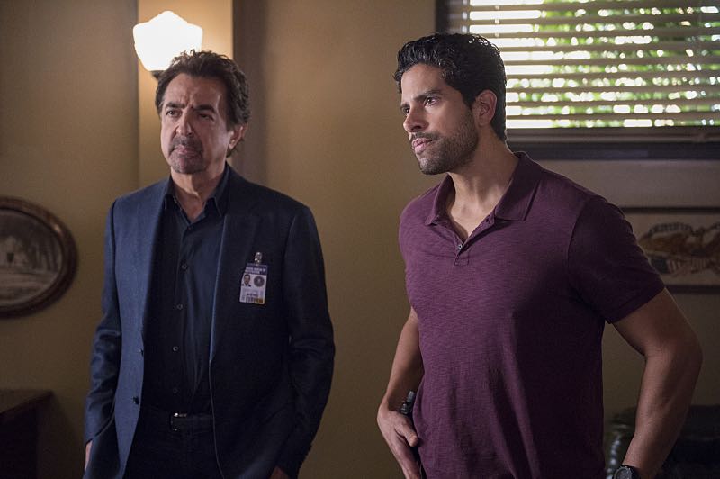 "The Anti-Terrorism Squad" -- The BAU uses social media to discover an even bigger motive when two high school students survive both of their families deaths in Minnesota, on CRIMINAL MINDS, Wednesday, Nov. 2 (9:00-10:00 PM, ET/PT), on the CBS Television Network. Pictured: Joe Mantegna (David Rossi) and Adam Rodriguez (Luke Alvez) Photo: Neil Jacobs/CBS é2016 CBS Broadcasting, Inc. All Rights Reserved