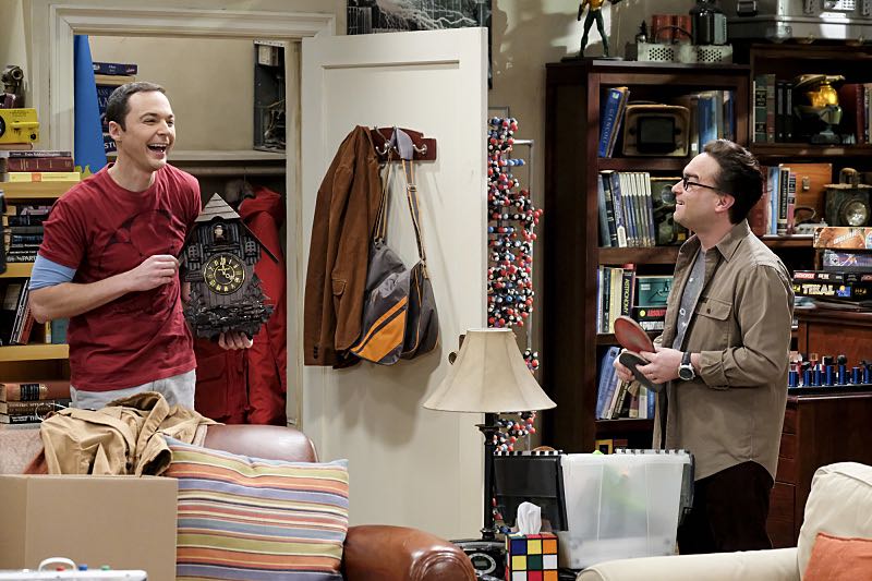 "The Property Division Collision" -- Pictured: Sheldon Cooper (Jim Parsons) and Leonard Hofstadter (Johnny Galecki). Sheldon and Leonard try to divvy up their shared belongings, but can't agree on anything. Also, Koothrappali and Stuart fight to be the most helpful during Bernadette's final weeks of pregnancy, on THE BIG BANG THEORY, Thursday, Dec. 1 (8:00-8:31 PM, ET/PT), on the CBS Television Network. Christopher Lloyd guest stars as Theodore. Photo: Darren Michaels/Warner Bros. Entertainment Inc. é 2016 WBEI. All rights reserved.