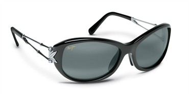 Maui Jim Alana Sunglasses - Gloss Black with Silver / Grey Polarized