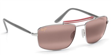 Maui Jim Manele Bay Sunglasses - Silver with Red / Maui Rose Polarized
