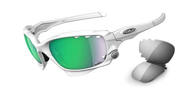 Oakley Asian Fit Jawbone Sunglasses -  Polished White / Jade Iridium Vented, Light Grey Vented