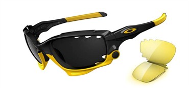 Oakley Asian Fit Livestrong Jawbone Sunglasses - Polished Black / Black Iridium Vented, Yellow