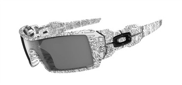 Oakley Oil Rig Sunglasses - White with Text/Grey