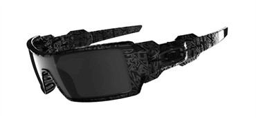 Oakley Oil Rig Sunglasses - Black with Silver Ghost Text / Black Iridium