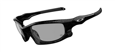Oakley Split Jacket Sunglasses - Black with Silver Ghost Text / Clear to Grey Transitions with Black Iridium