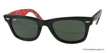 Ray-Ban 2140 1016 Wayfarer Sunglasses - Black on Red / G-15 (50/22)