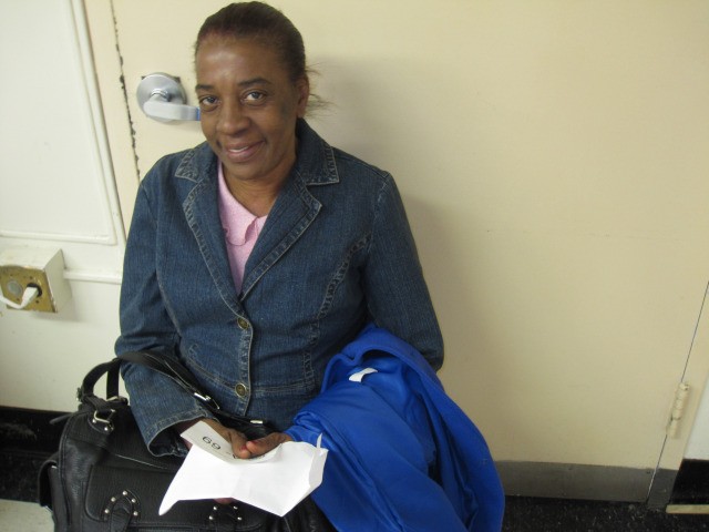 Lourdes Brea Waits for her H1N1 Vaccine