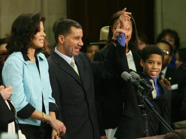 Paterson with his son during 2008 swearing in