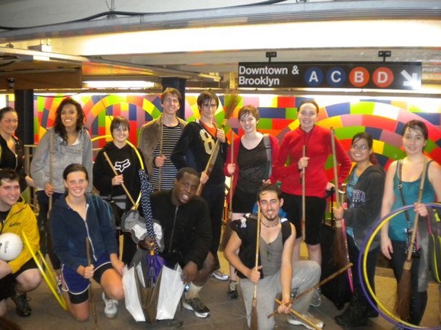 NYU Quidditch players en route to their next practice.