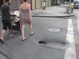 Potholes on Lower East Side's Eldridge Street Creating Obstacle Course for Pedestrians
