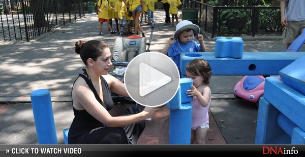 The Imagination Playground set is part of a larger playground with multiple play areas at J. Hood Wright playground.
