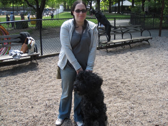 Dog owner Rachel Figueroa-Levin spent the day at the run with Cecil, her dog, and Mike Levin, her husband.
