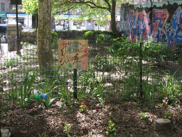 The garden on the western edge of Isham Park also received some care.