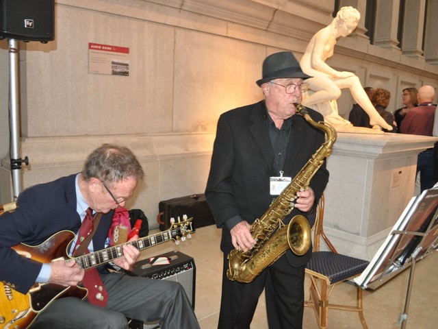 Upper East Side duo John Leiser, 63 (l), and Joseph Rothenberg, 85, played for the crowd. Rothernberg, an education docent at the museum, also showed his photography during the exhibition.