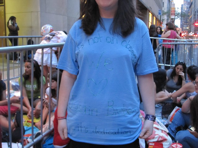 Sinaid Byrne's shirt summed up her feelings for Bieber: 