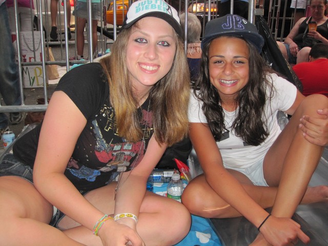 Rebecka Lubrano, 15, and her friend came to see Justin from Long Island.