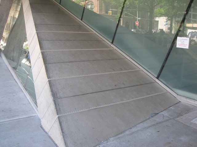 New metal spike strips were installed on the Cooper Union's academic building to prevent skateboarding.
