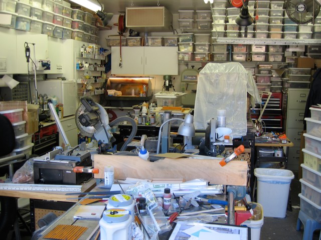 Inside model maker Randy Hage's studio.
