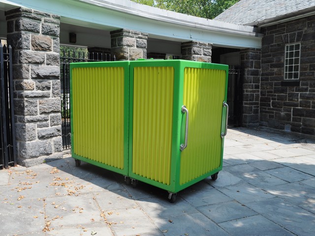 According to father Steve Wells, the accordion-like container that holds the pieces of the playground appeared last month, piquing the interest of Washington Heights parents.