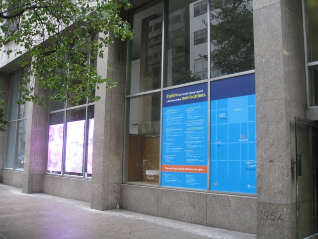 The facade of the library now features a sneak peak of what's to come.