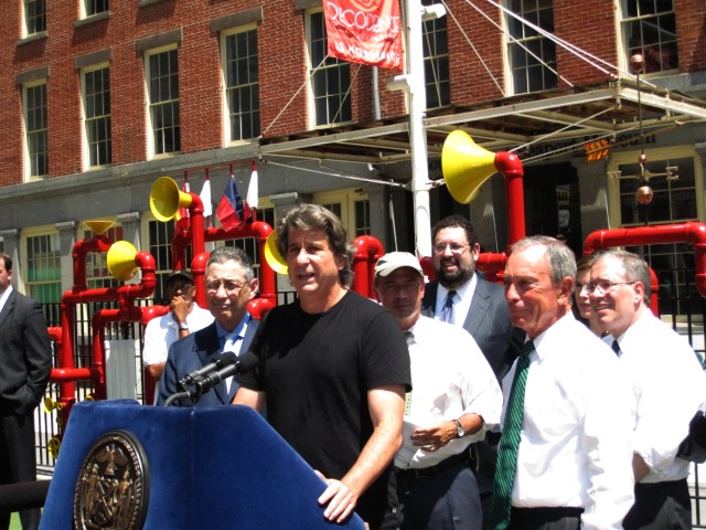David Rockwell, center, surrounded by local politicians, said designing the playground is the most personally significant project he has ever undertaken.