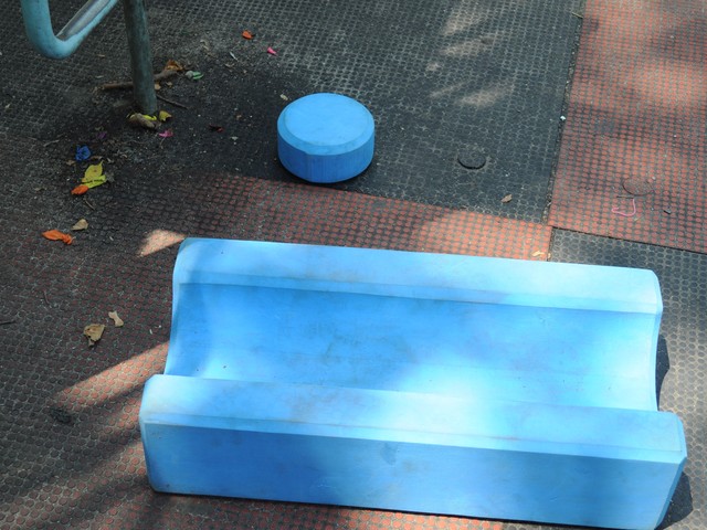 The Parks department said the blocks will be cleaned on a weekly basis. The creators of the play set said the blocks are made of a material that is resistant to mold and micro-organisms and should be safe for use through summer.
