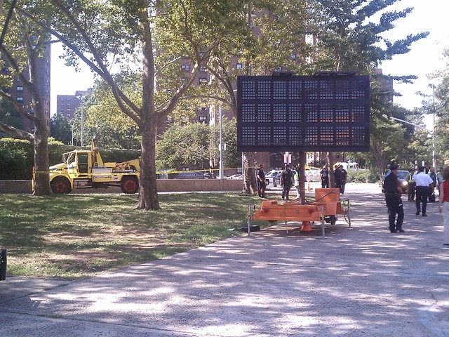 An MTA tow truck hit a small boy at the RFK bridge entrance ramp Friday morning, witnesses said.