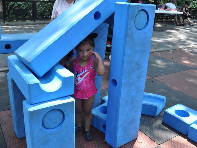Rachel Gutierrez, 3, pretended she was a princess in a castle she built for herself.
