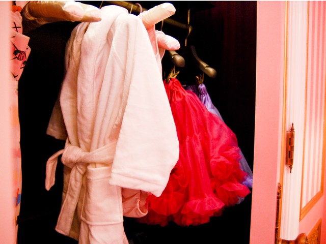 A child-sized bathrobe, which kids can keep, is included in the suite's price.